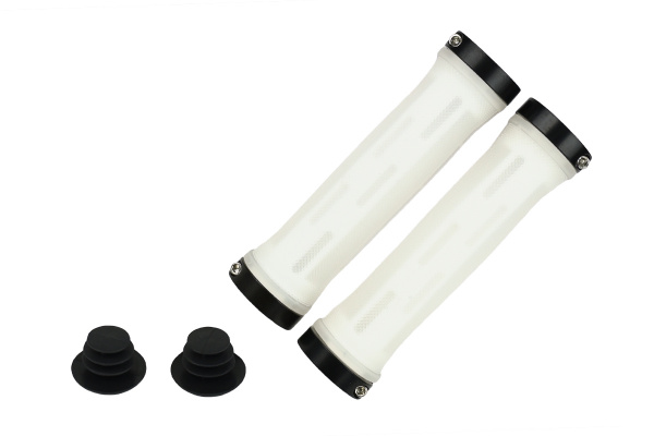 Грипсы MTB HL-G309, 130мм, с 2 грипстопами, под шестигранник, белые