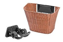 Велокорзина JL-086 передняя универсальная плетёная, стальная/пластиковая, быстросъемная